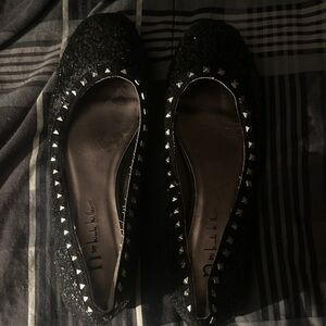 Nicole Miller Black Studded Flats